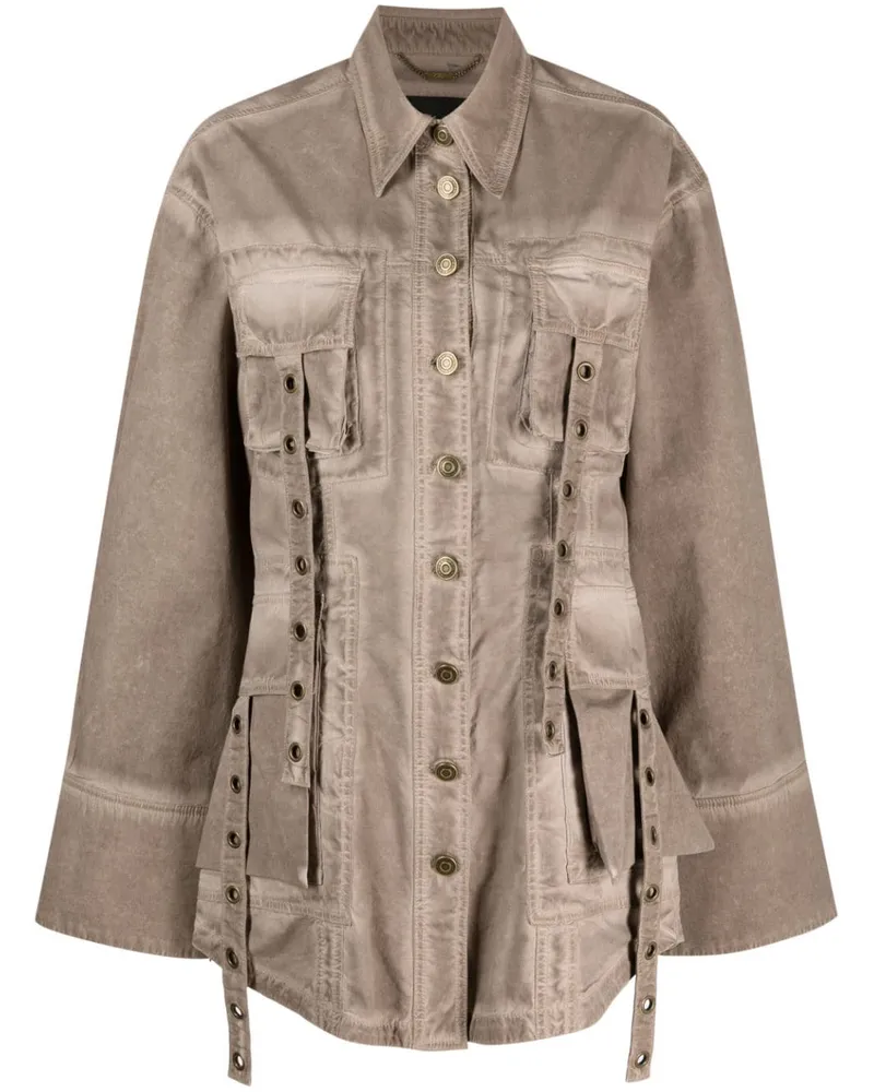 Blumarine Jeansjacke mit Ösendetail - Braun Braun