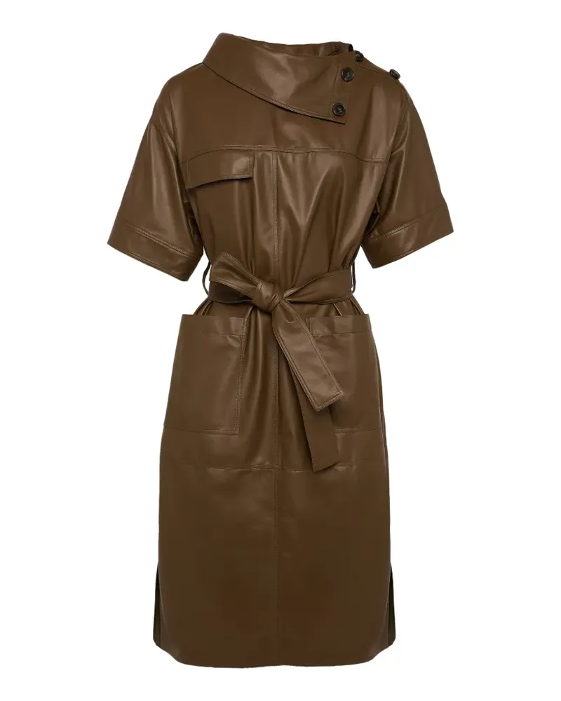 Yves Salomon Asymmetrisches Lederkleid - Braun Braun