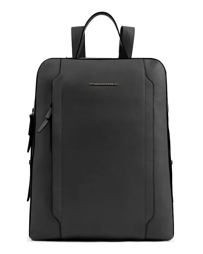 Piquadro Rucksack mit Logo-Schild - Schwarz Schwarz