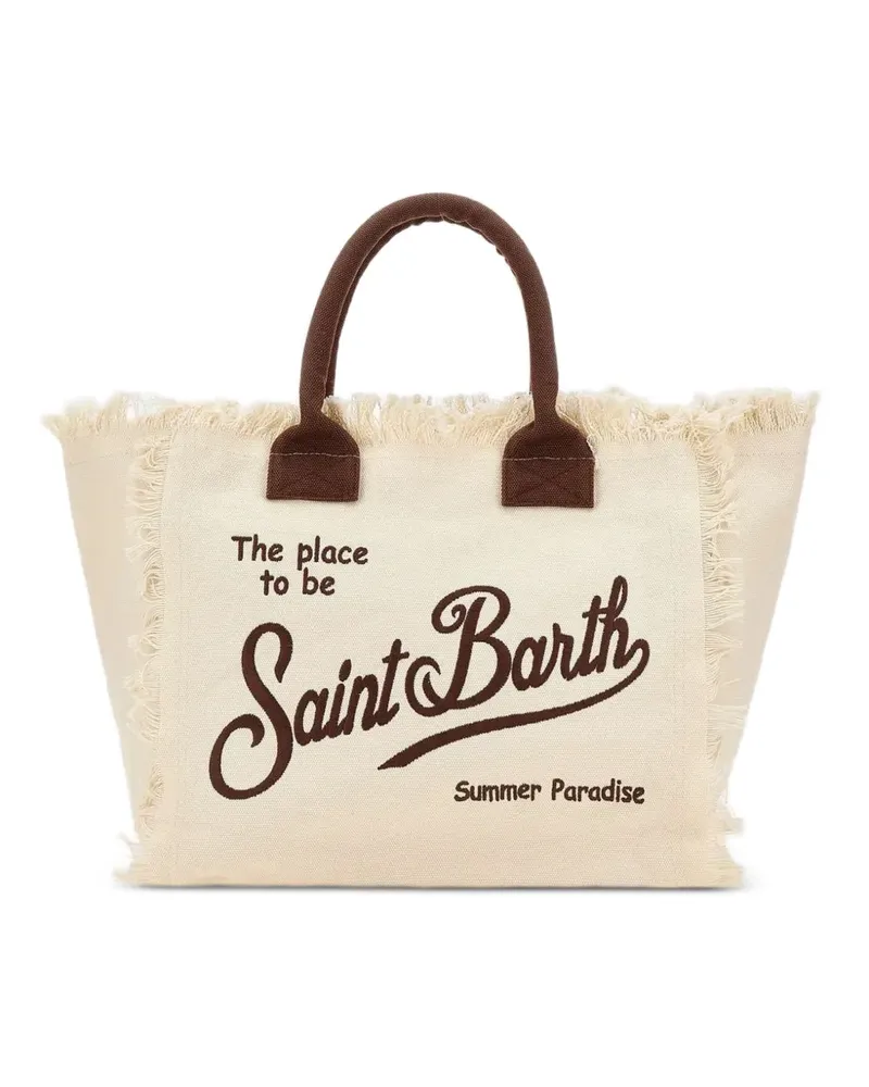 MC2 Saint Barth Vanity fringed embroidered tote bag - Nude Nude