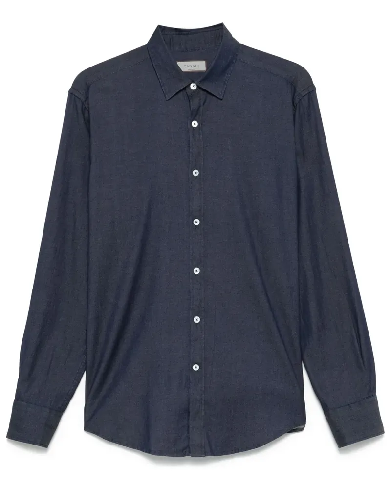 Canali Hemd aus Chambray - Blau Blau