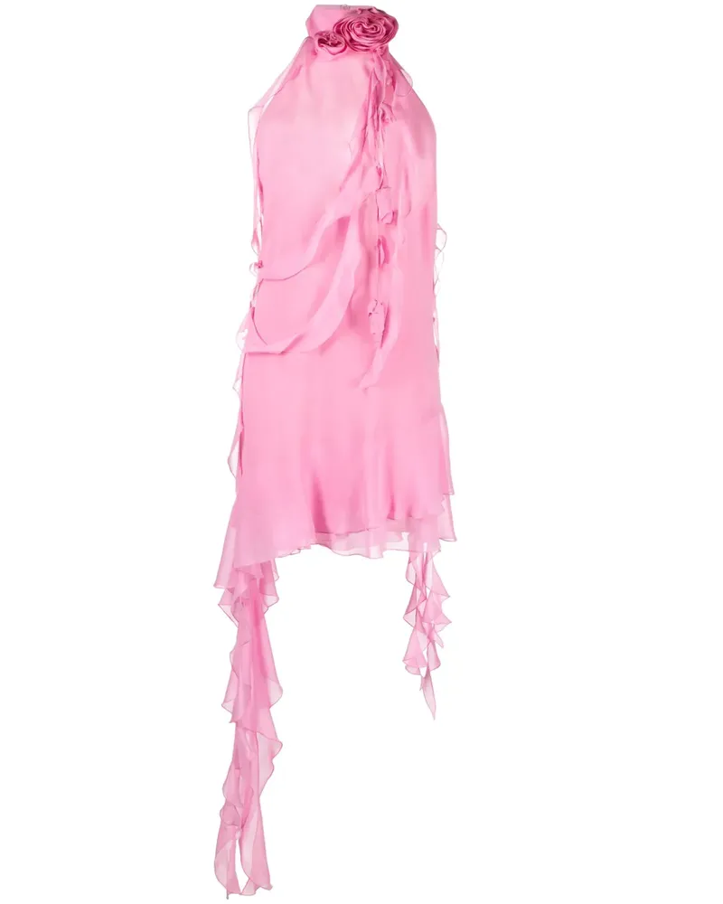 Blumarine Neckholder-Minikleid mit Rüschen - Rosa Rosa