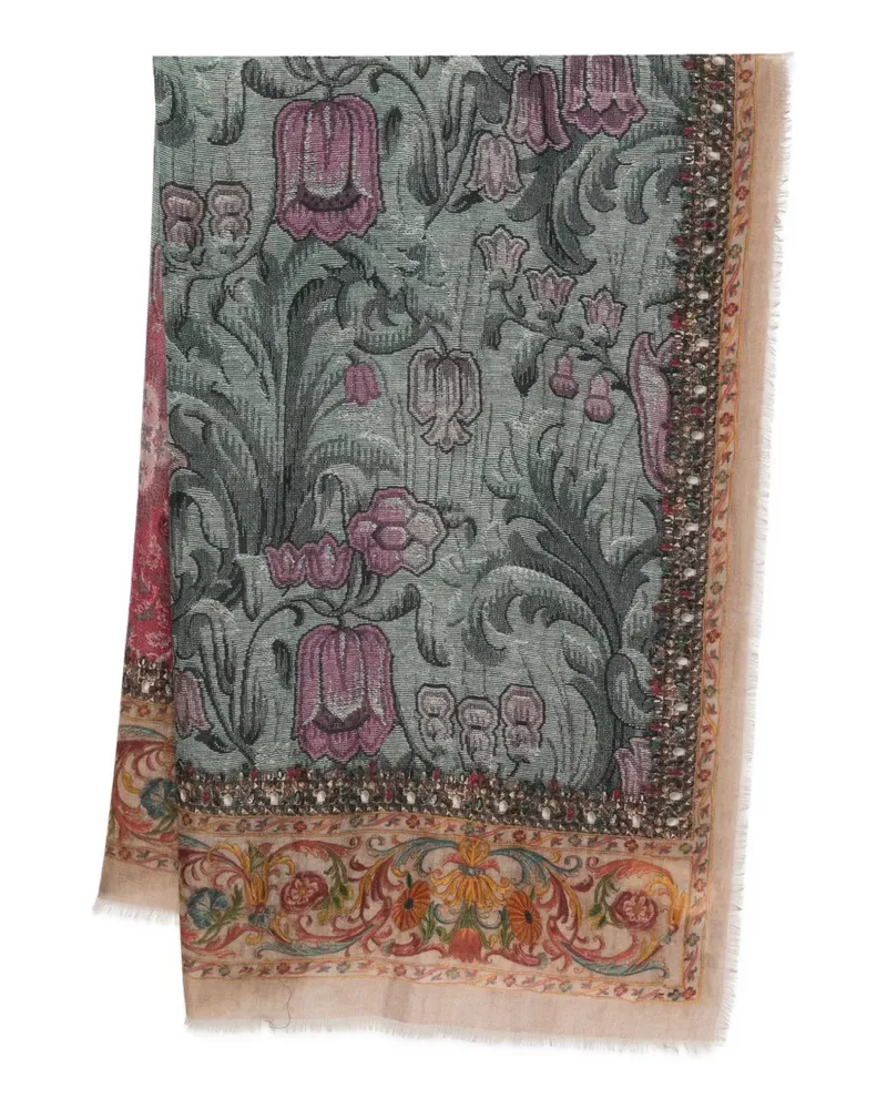 Pierre-Louis Mascia Euclide Schal mit Jacquard-Blumenmuster - Braun Braun