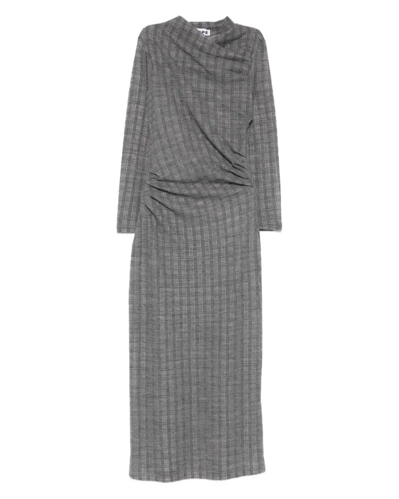 Hope Kariertes Nova Maxikleid mit Raffungen - Grau Grau