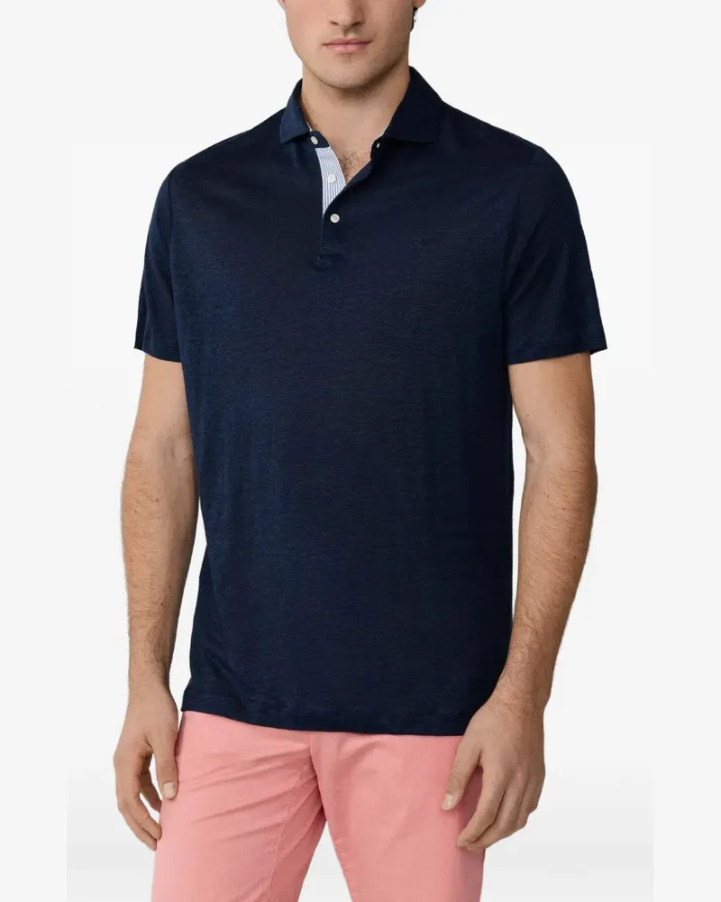 Hackett Poloshirt aus Leinen - Blau Blau