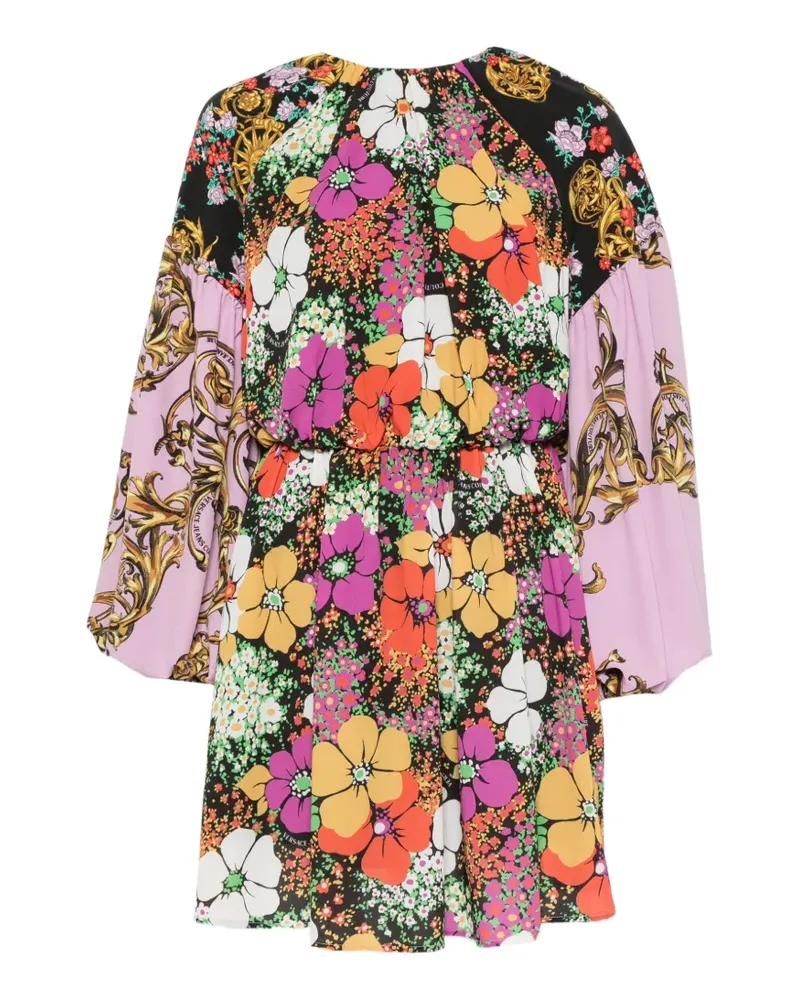 Versace Jeans floral-print mini dress - Schwarz Schwarz