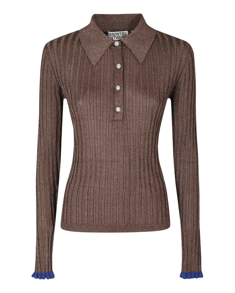 Essentiel Poloshirt aus geripptem Strick - Braun Braun