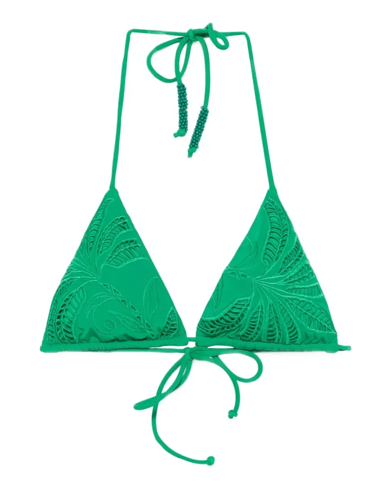 FARM Rio embroidered triangle bikini top - Grün Grün