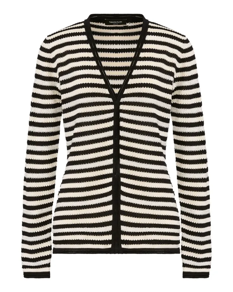 Fabiana Filippi Gestreifter Cardigan mit V-Ausschnitt - Nude Nude