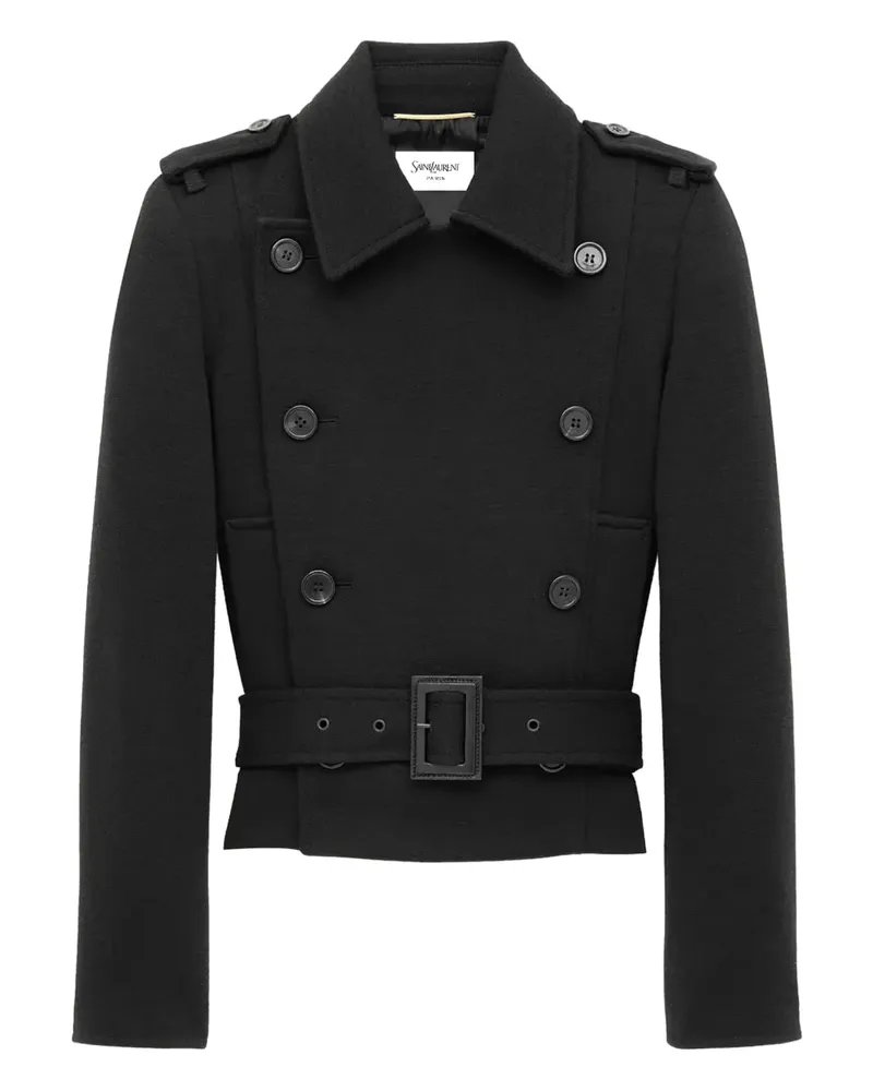 Saint Laurent Doppelreihige Officer's Jacke - Schwarz Schwarz