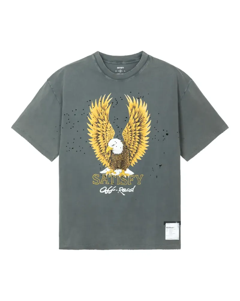 Satisfy distressed graphic-print T-shirt - Grau Grau