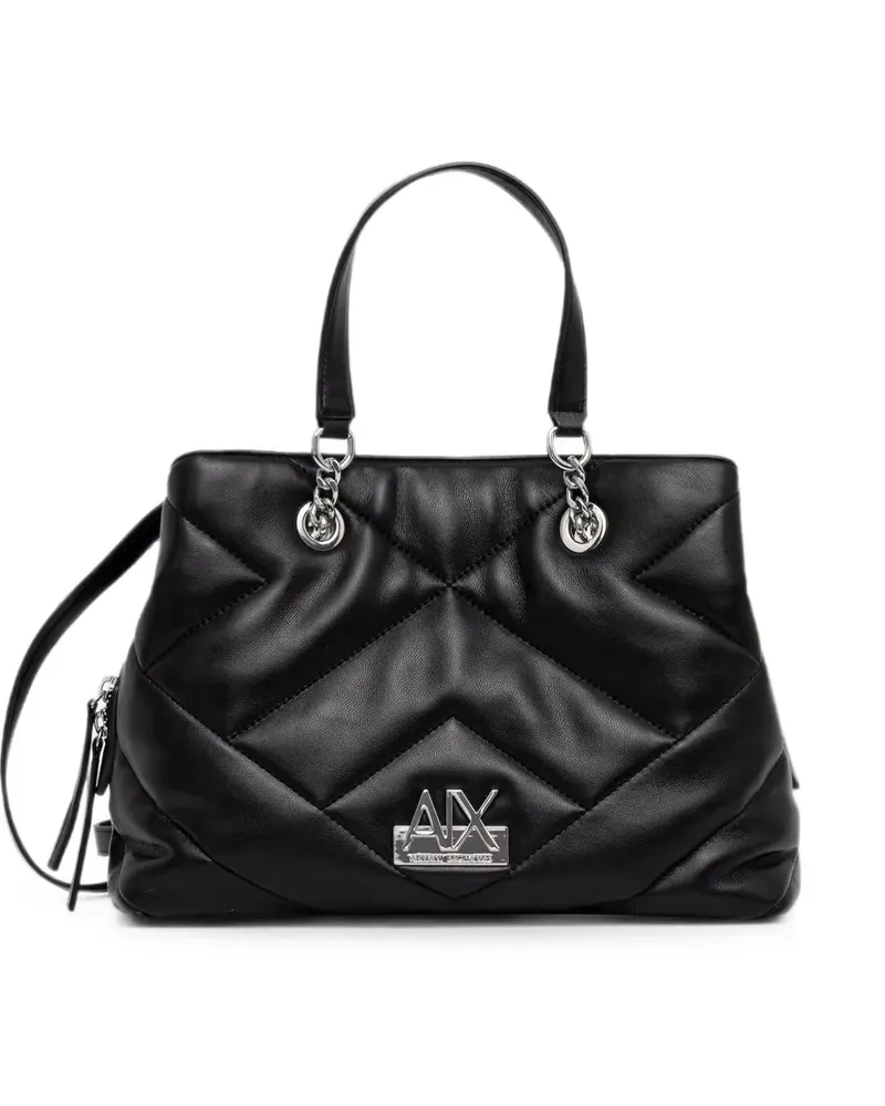 Armani Exchange Tote Bag mit Logo-Schild - Schwarz Schwarz