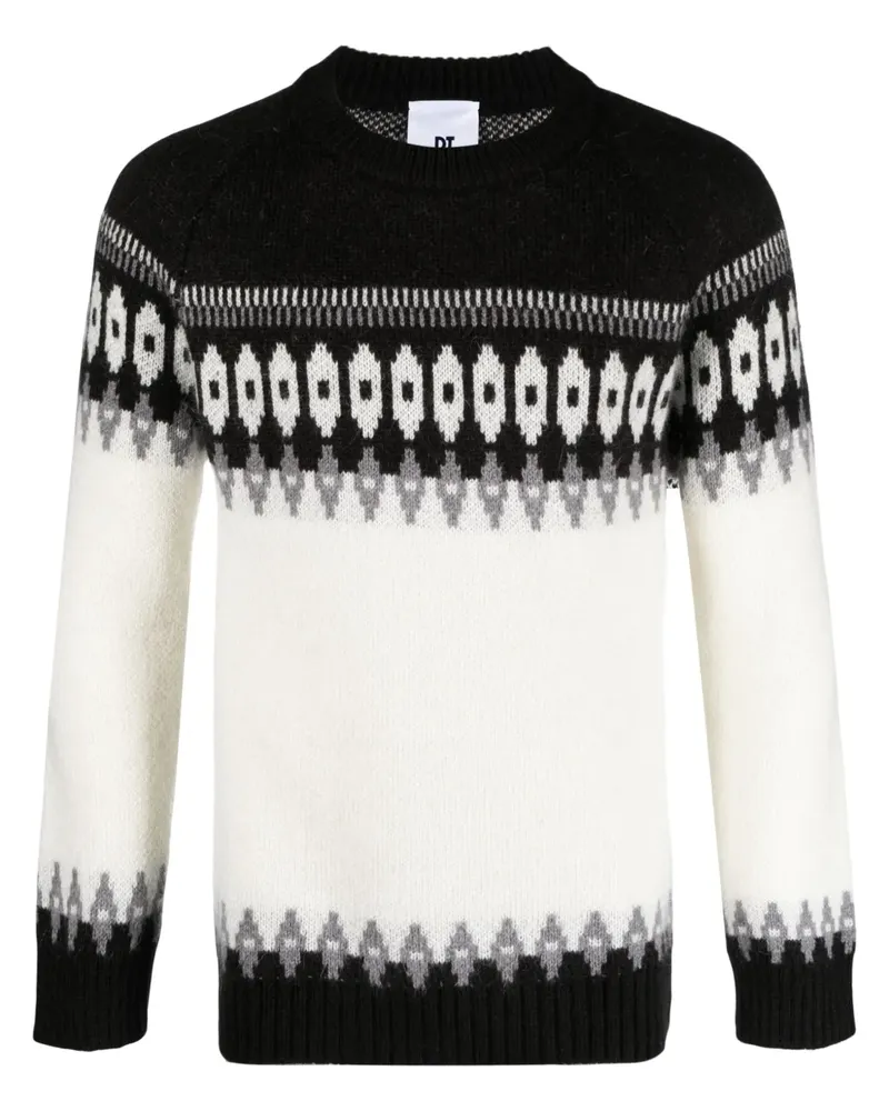 PT TORINO Gestrickter Intarsien-Pullover - Schwarz Schwarz