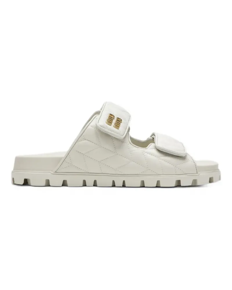 Miu Miu Matelassé nappa leather slides - Nude Nude