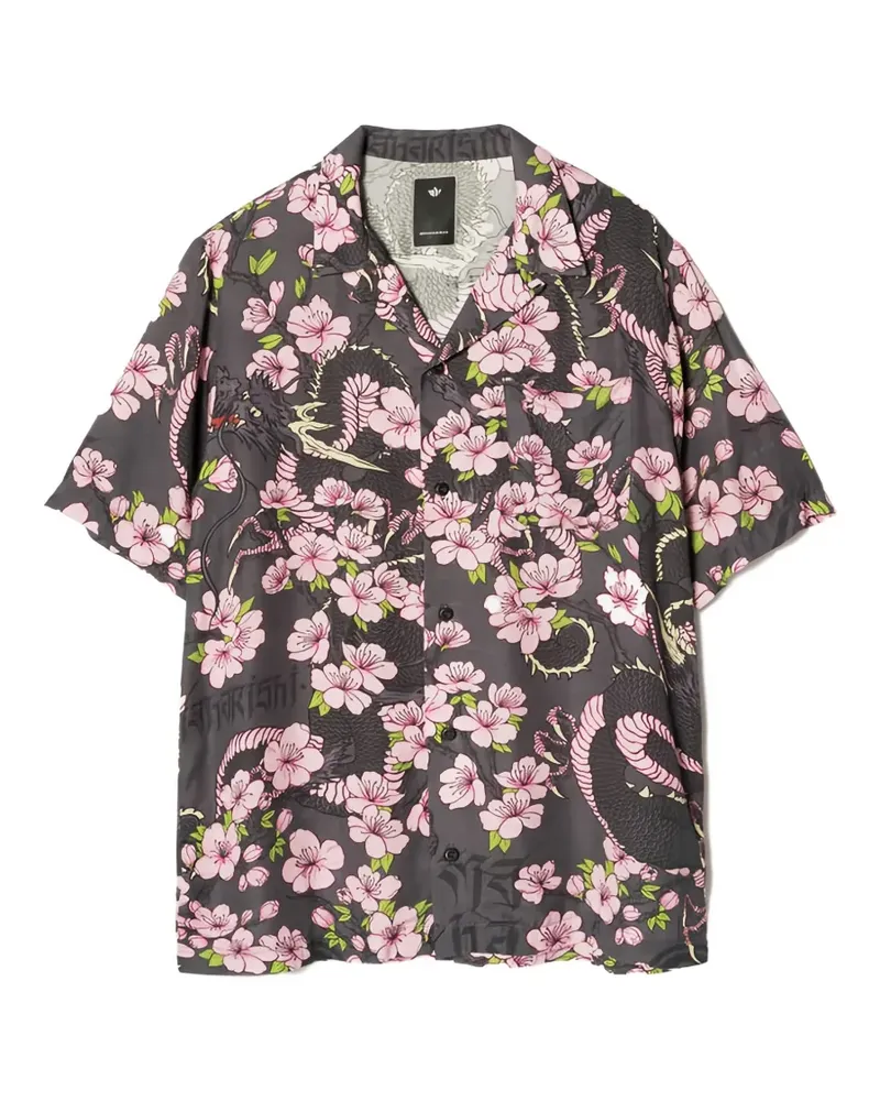maharishi sakura-print shirt - Blau Blau