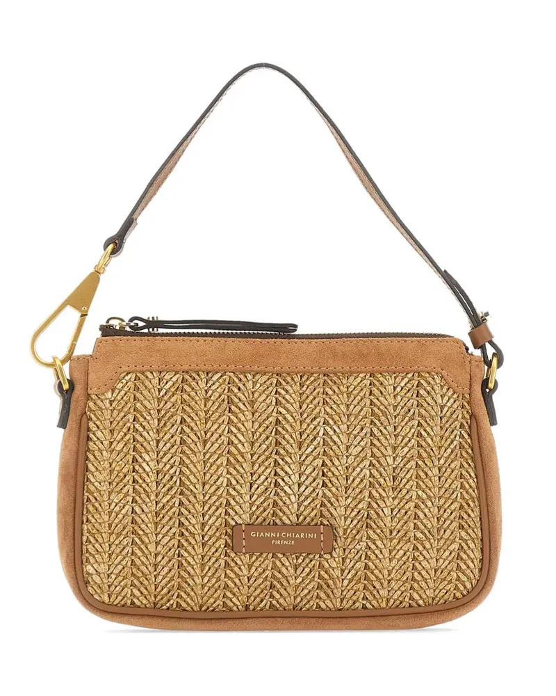 Gianni Chiarini Brooke Schultertasche aus gewebtem Stroh - Nude Nude