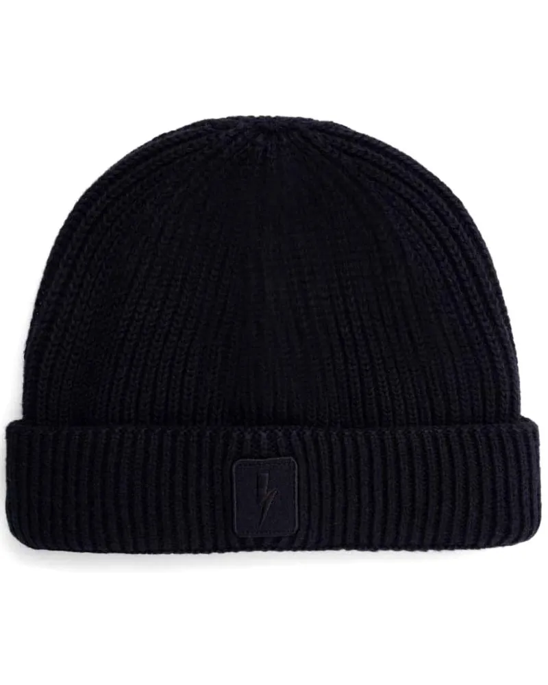 Neil Barrett Beanie mit Logo-Applikation - Blau Blau