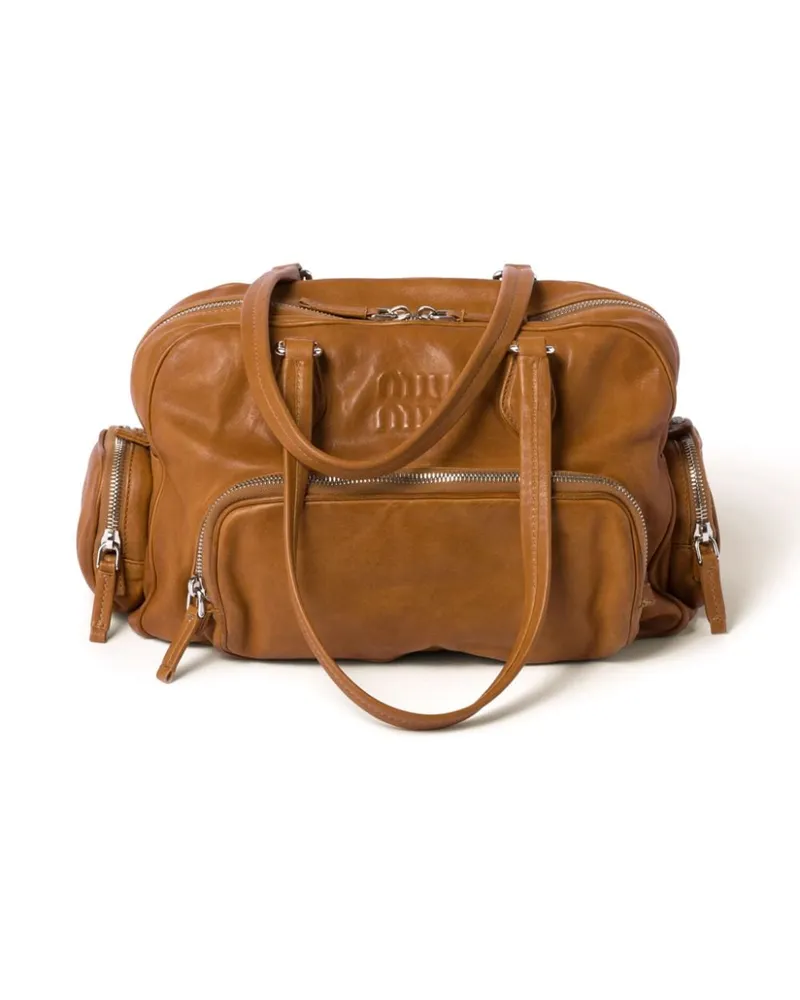 Miu Miu Shopper mit Logo-Prägung - Braun Braun