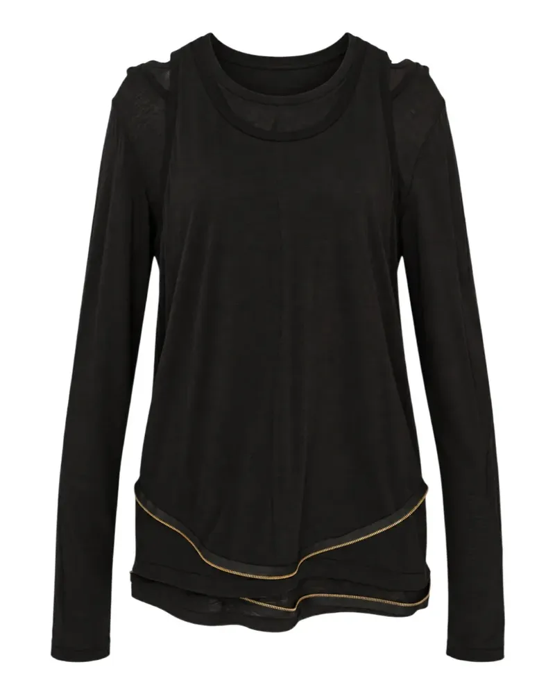Undercover layered-design zip-detail T-shirt - Schwarz Schwarz