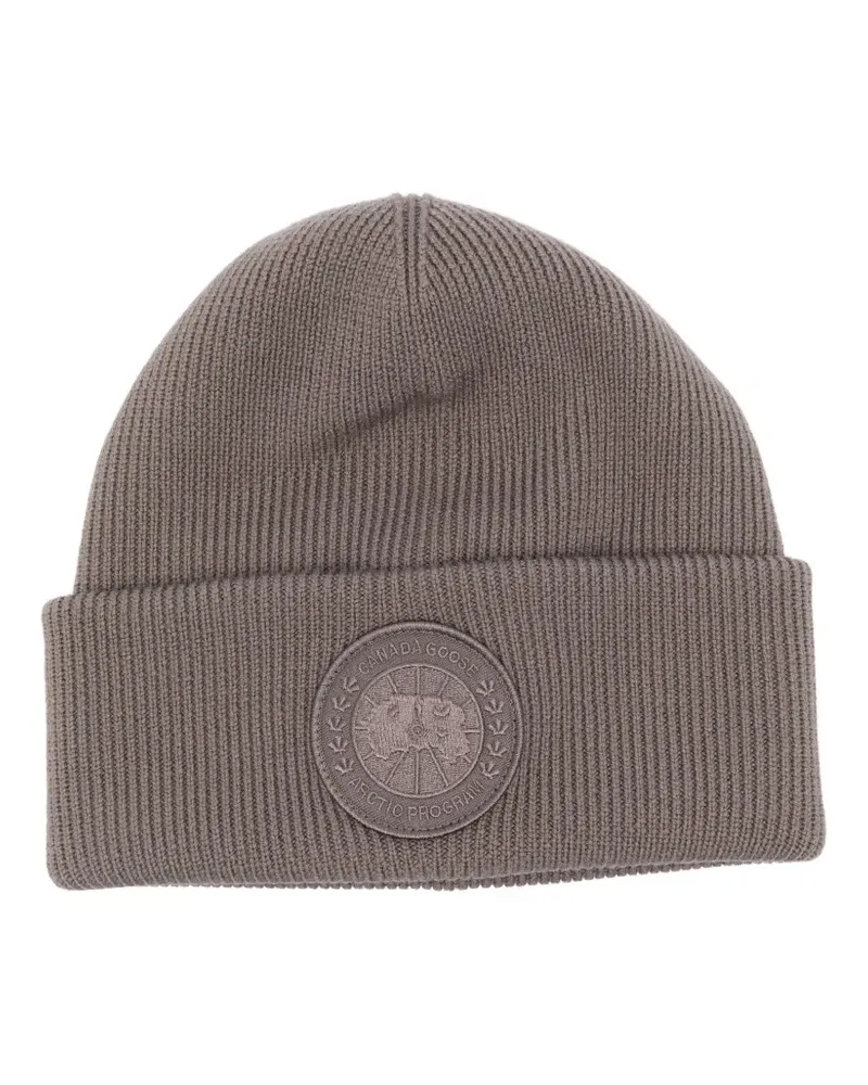 Canada Goose Gerippte Beanie mit Logo-Patch - Grau Grau
