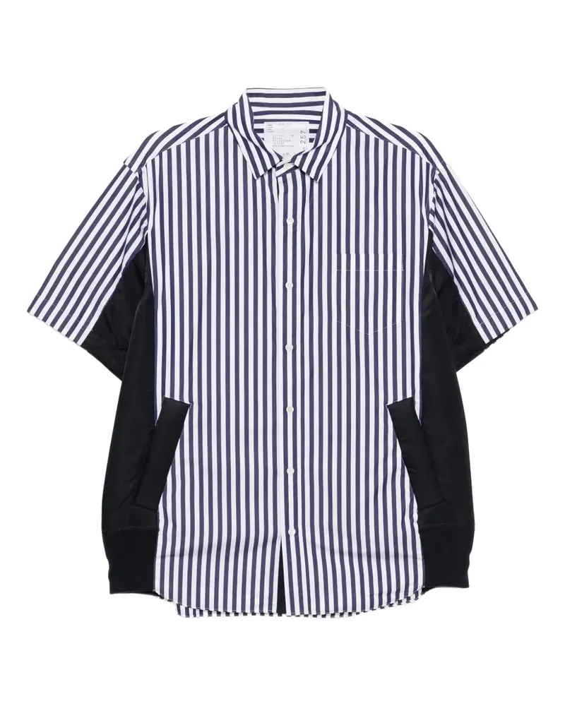 Sacai Gestreiftes Hemd aus Popeline - Blau Blau