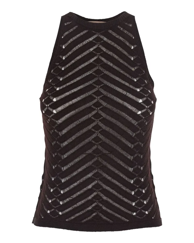 Twin-Set Oberteil mit Lochstrickmuster - Braun Braun