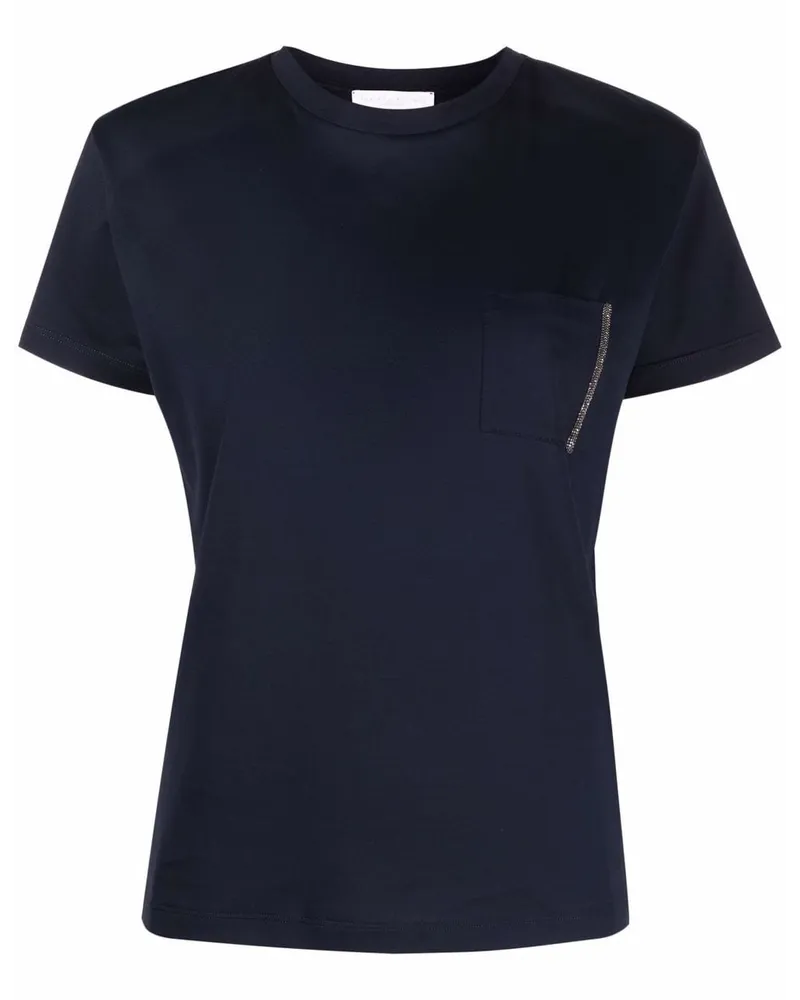 Fabiana Filippi T-Shirt mit Perlen - Blau Blau