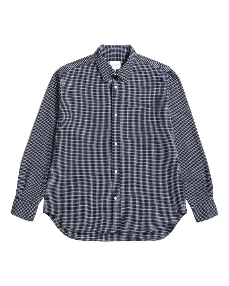 Norse Projects Kariertes Espevik Oversized-Hemd - Blau Blau