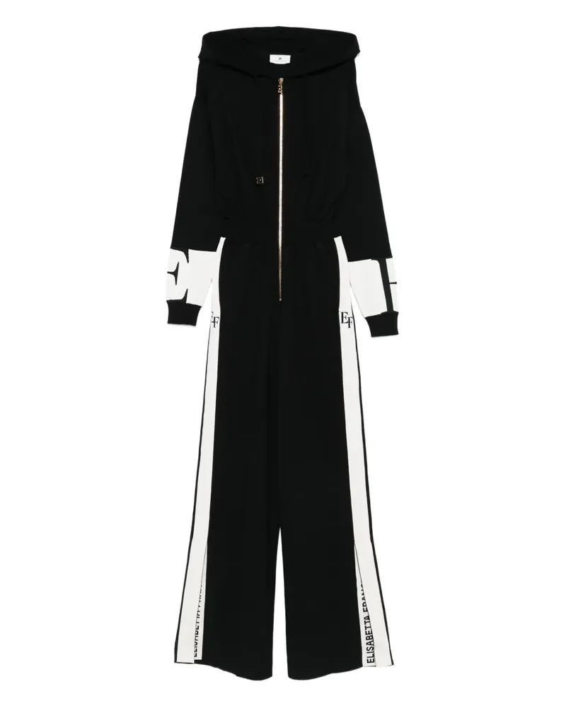 Elisabetta Franchi Kapuzen-Jumpsuit mit Streifen - Schwarz Schwarz