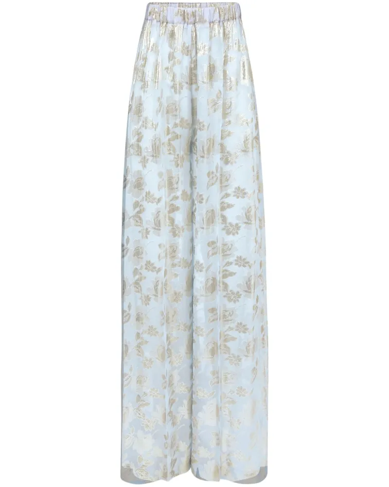 Nina Ricci Palazzohose aus Blumenjacquard - Blau Blau