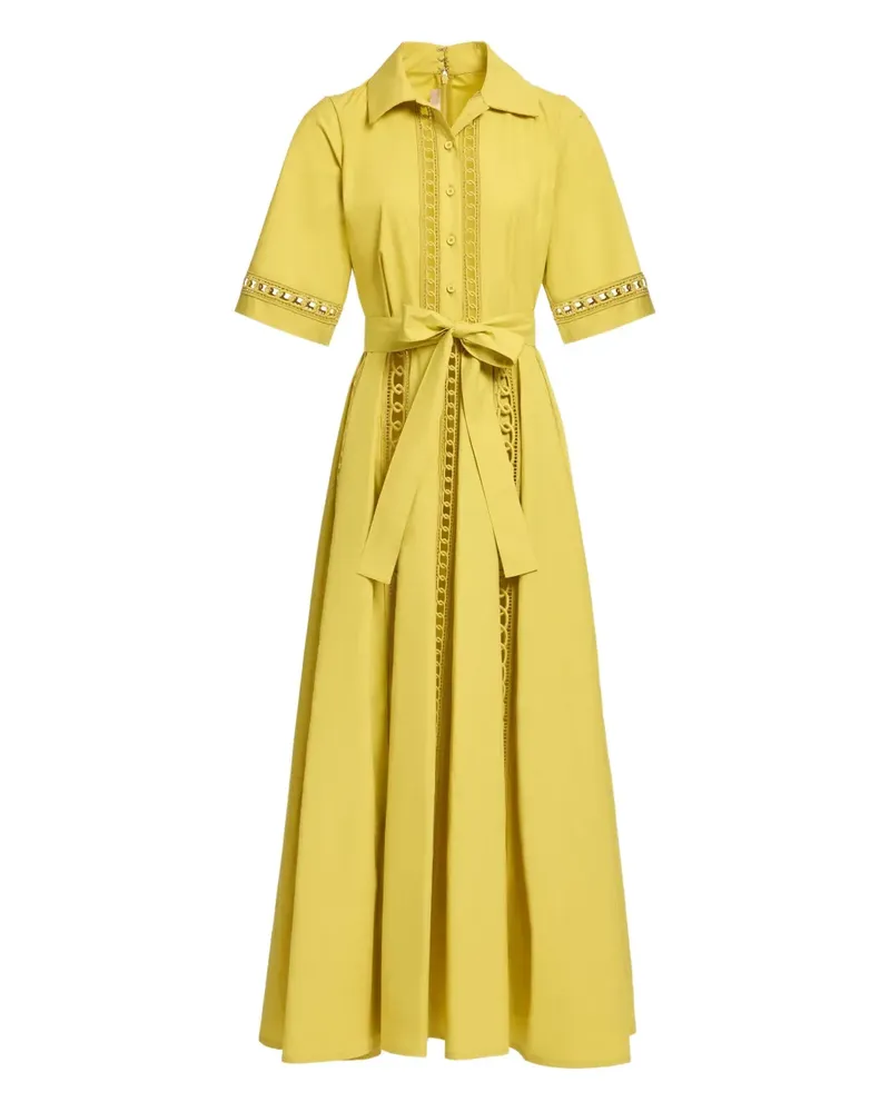 Elie Saab Langes Hemdkleid mit Borten - Gelb Gelb