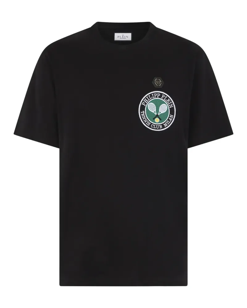 Philipp Plein T-Shirt mit Logo-Patch - Schwarz Schwarz