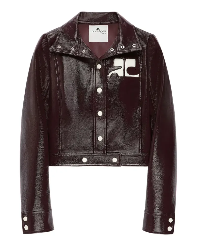 Courrèges vinyl-effect logo-plaque cropped jacket - Rot Rot