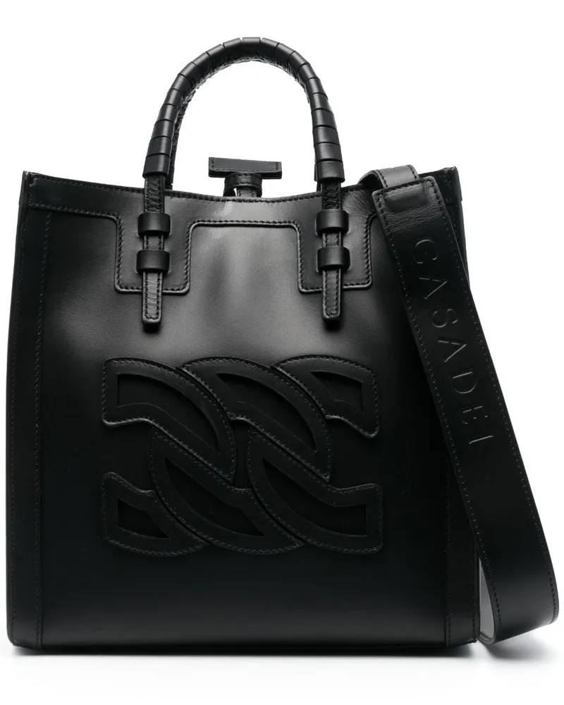 Casadei Handtasche mit Logo-Patch - Schwarz Schwarz