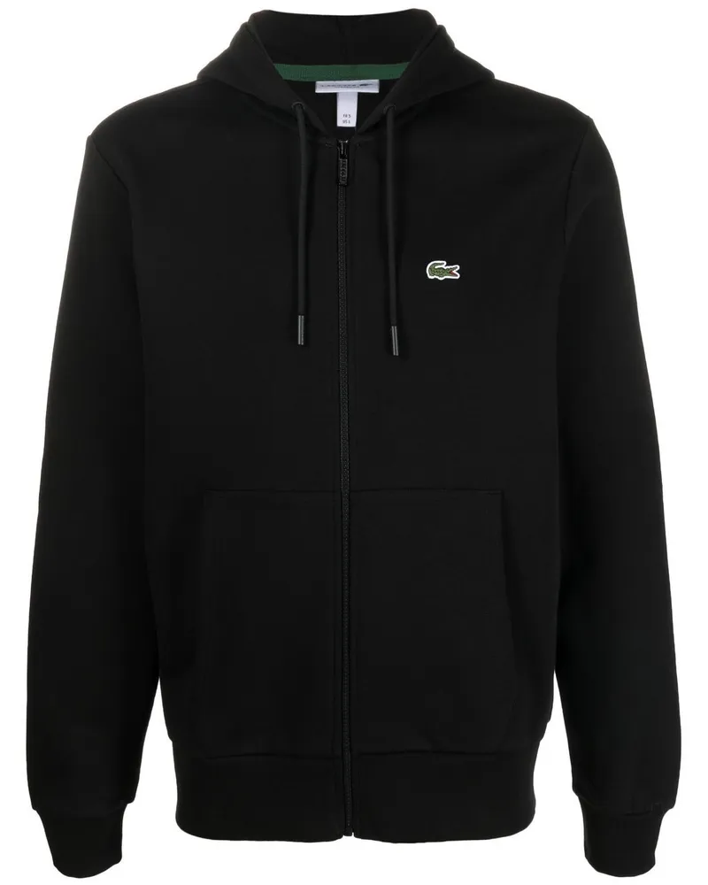 Lacoste Kapuzenjacke mit Logo-Applikation Schwarz