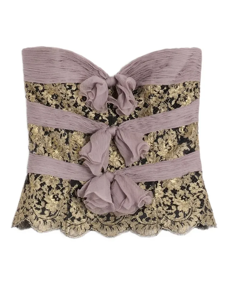 Valentino Garavani floral-lace strapless top - Grau Grau