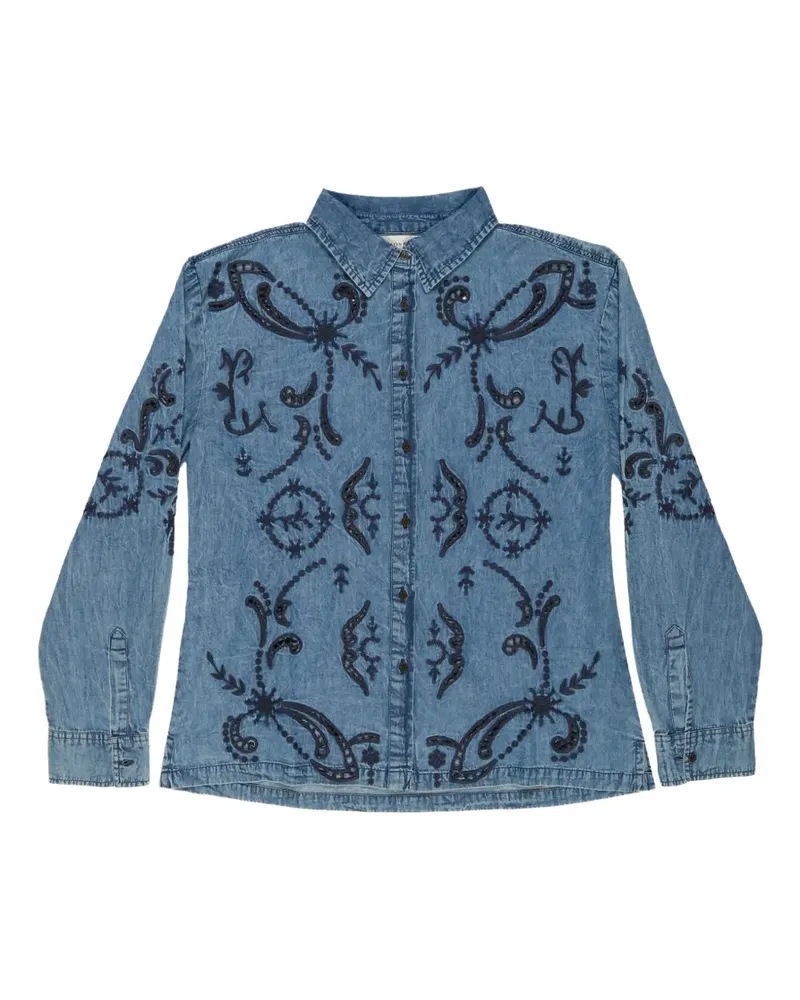 MAISON HOTEL Stella Constellation embroidered denim shirt - Blau Blau