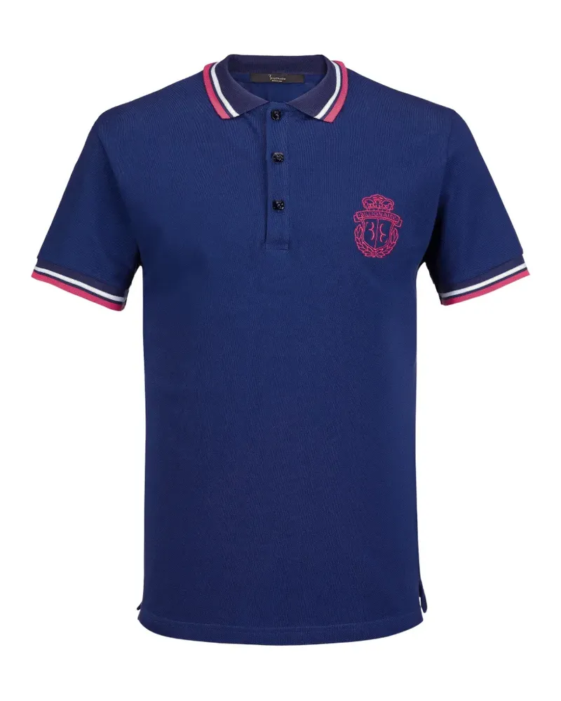 Billionaire embroidered crest striped polo shirt - Blau Blau