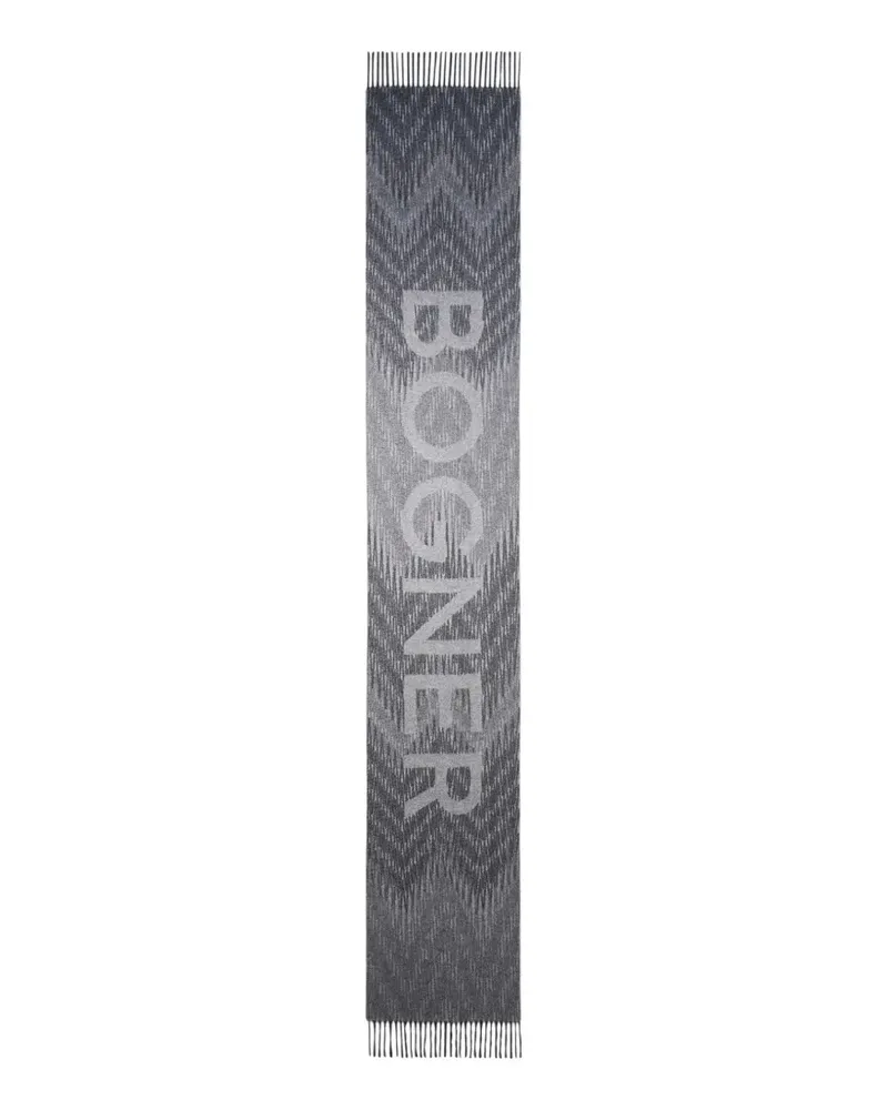 Bogner Wollschal aus Jacquardstrick mit Logo-Schriftzug - Grau Grau