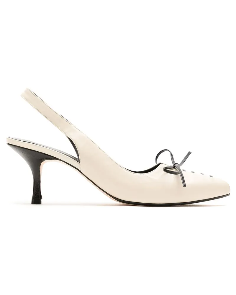 Sarah Chofakian Slingback-Pumps mit Schleife - Weiß Weiß