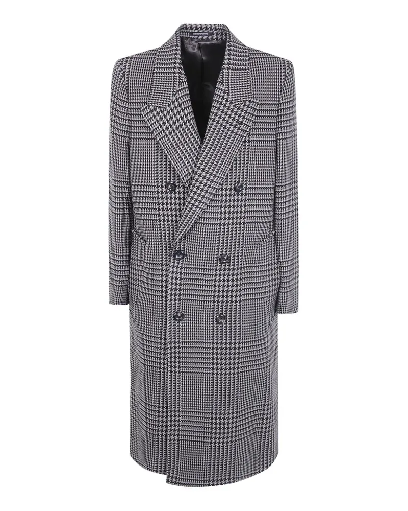 Emporio Armani double-breasted Prince of Wales check coat - Grau Grau