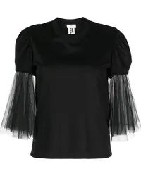 Noir Kei Ninomiya T-Shirt mit Tüllärmeln Schwarz