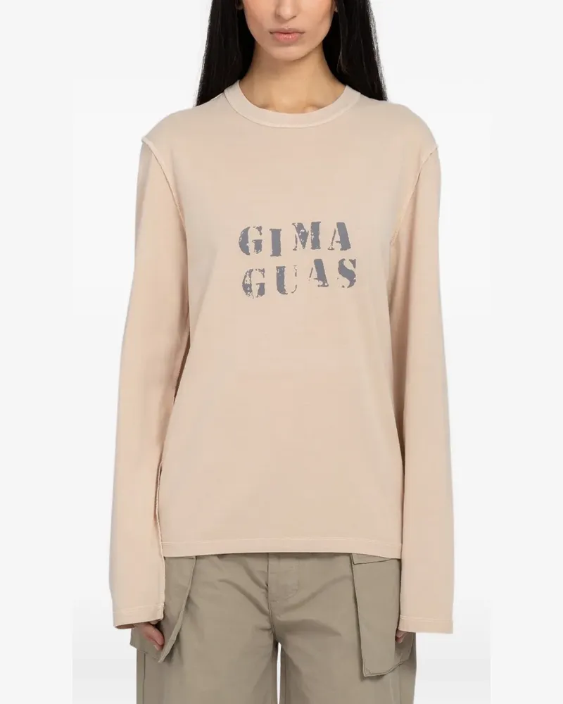 GIMAGUAS logo-print long-sleeve T-shirt - Nude Nude