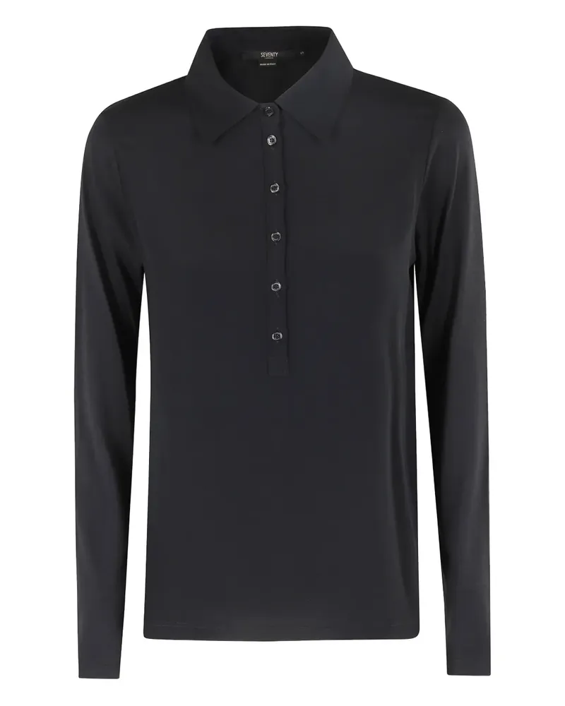 Seventy Langärmeliges Poloshirt - Schwarz Schwarz
