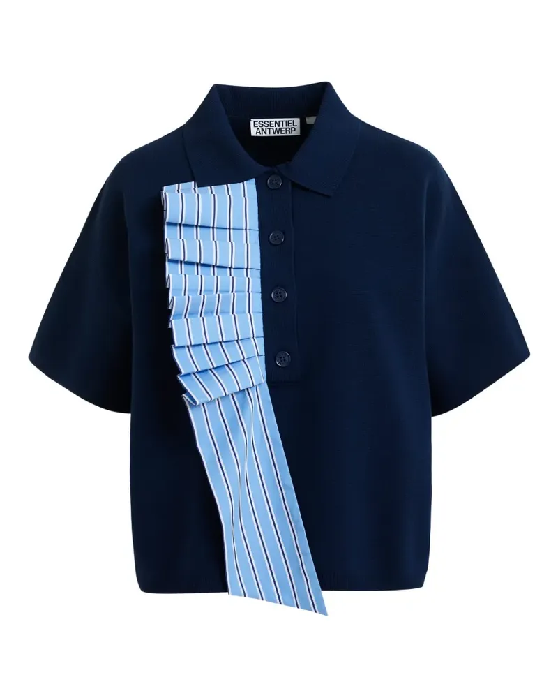 Essentiel ruffled-trim polo top - Blau Blau