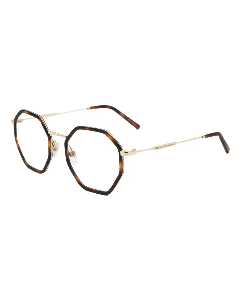 Marc Jacobs Havana Sonnenbrille mit geometrischem Gestell - Gold Gold