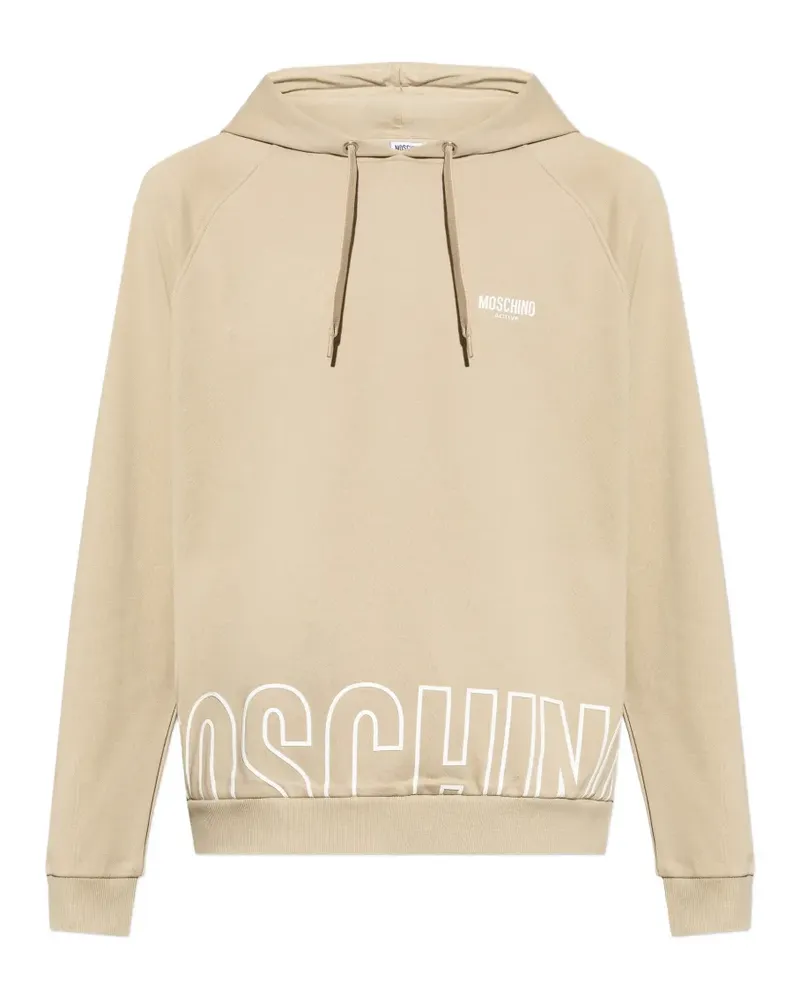 Moschino hooded graphic cotton hoodie - Nude Nude