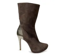 Plateau-Stiefeletten aus Schlangenleder - Braun