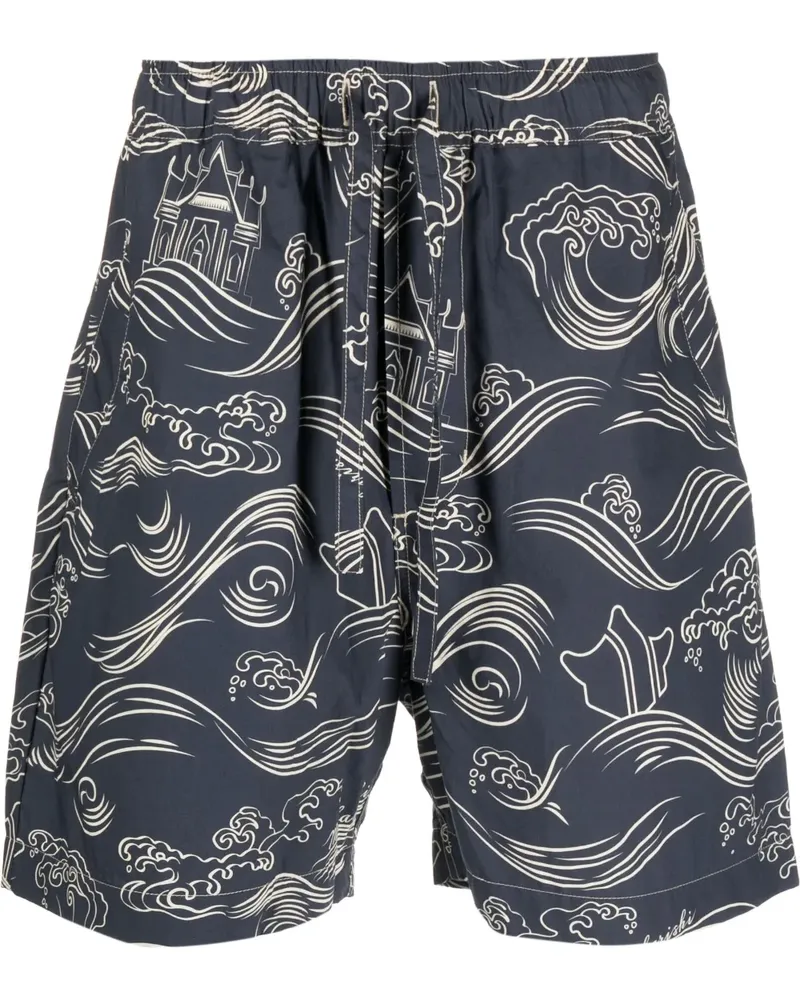 maharishi Songkran Shorts mit Print - Blau Blau