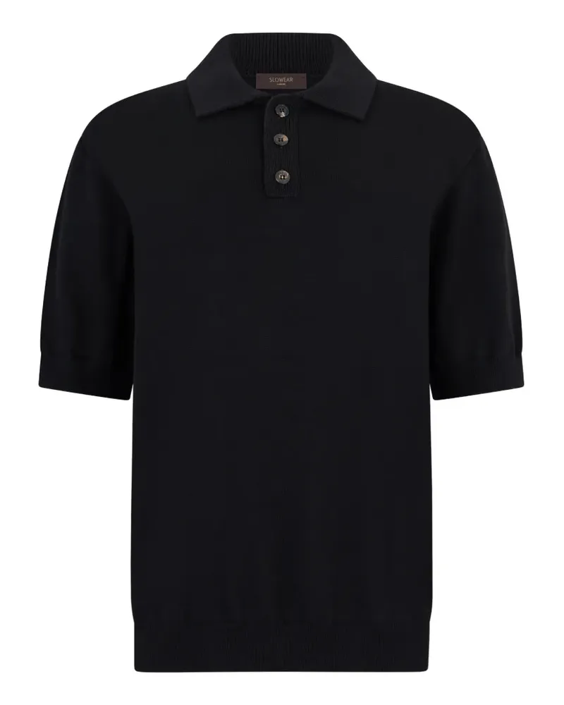 Slowear buttoned short-sleeve knitwear - Schwarz Schwarz